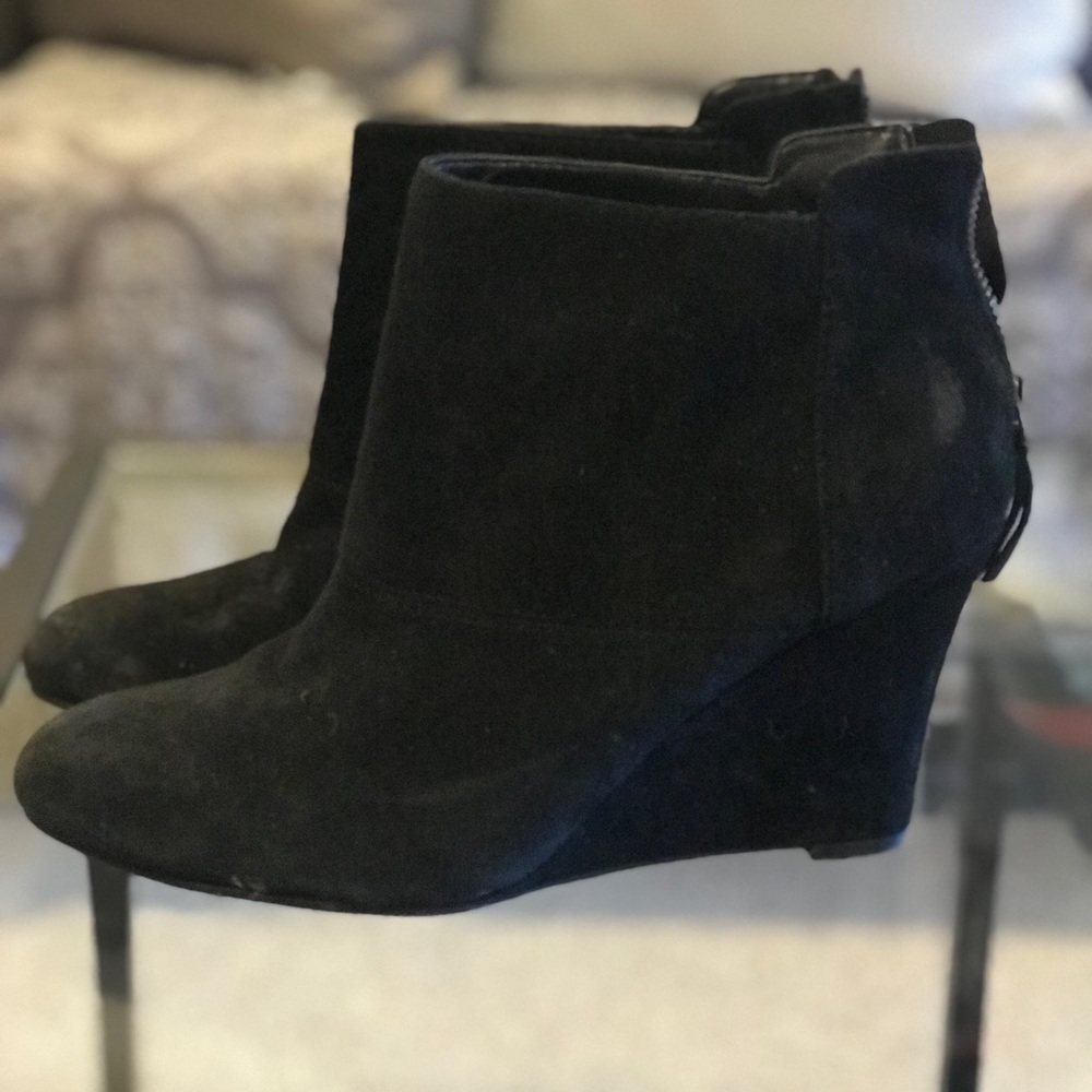Black Velvet Bootie Platform Heels